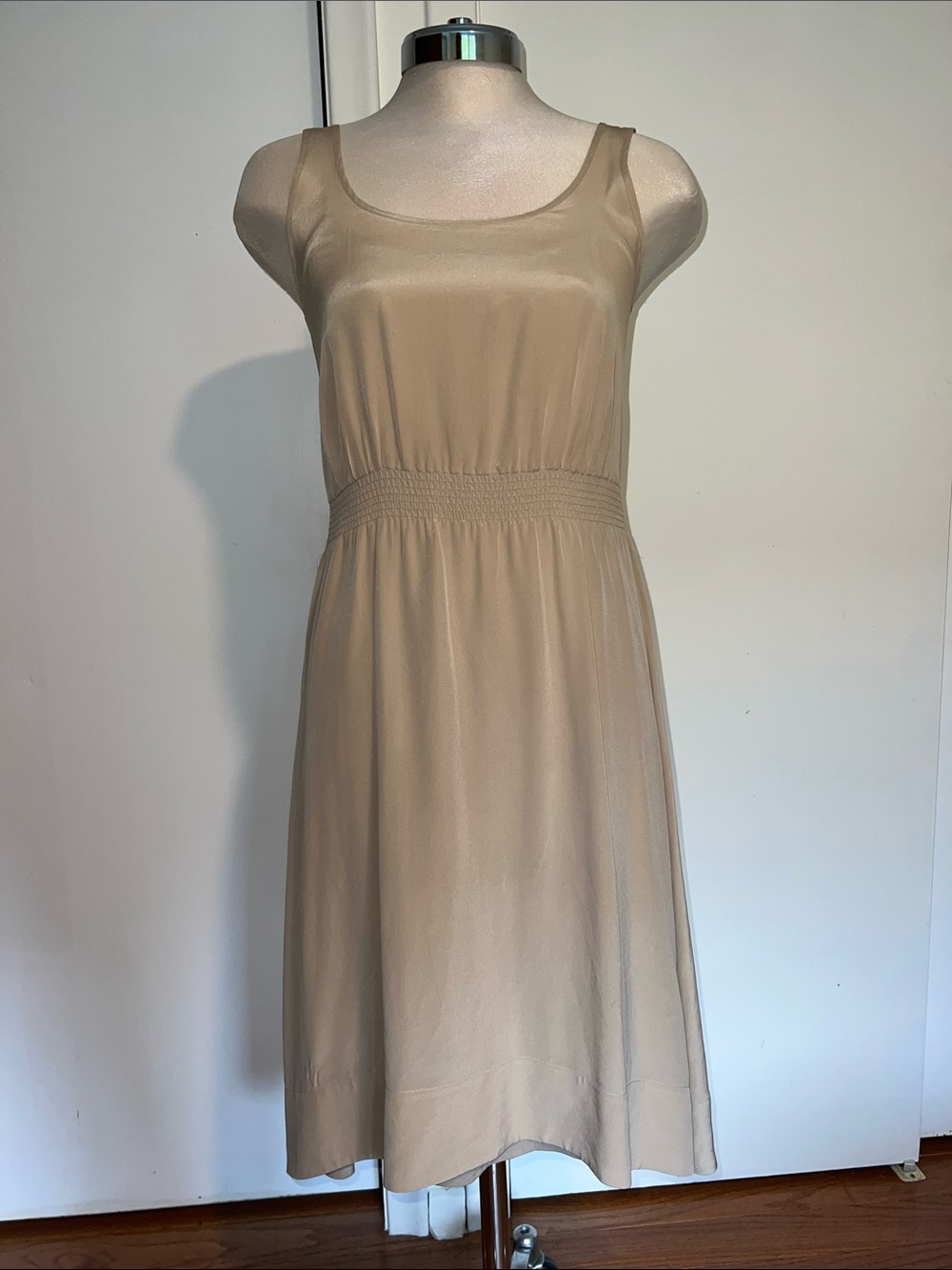 Club Monaco Silk Sleeveless Beige Midi Dress